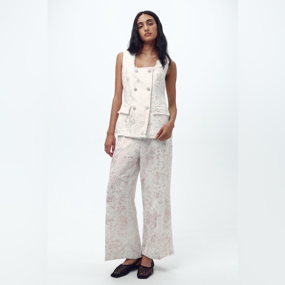 ZARA METALLIC EFFECT 2Pcs Vest and Culottes set - Picture 1 of 15